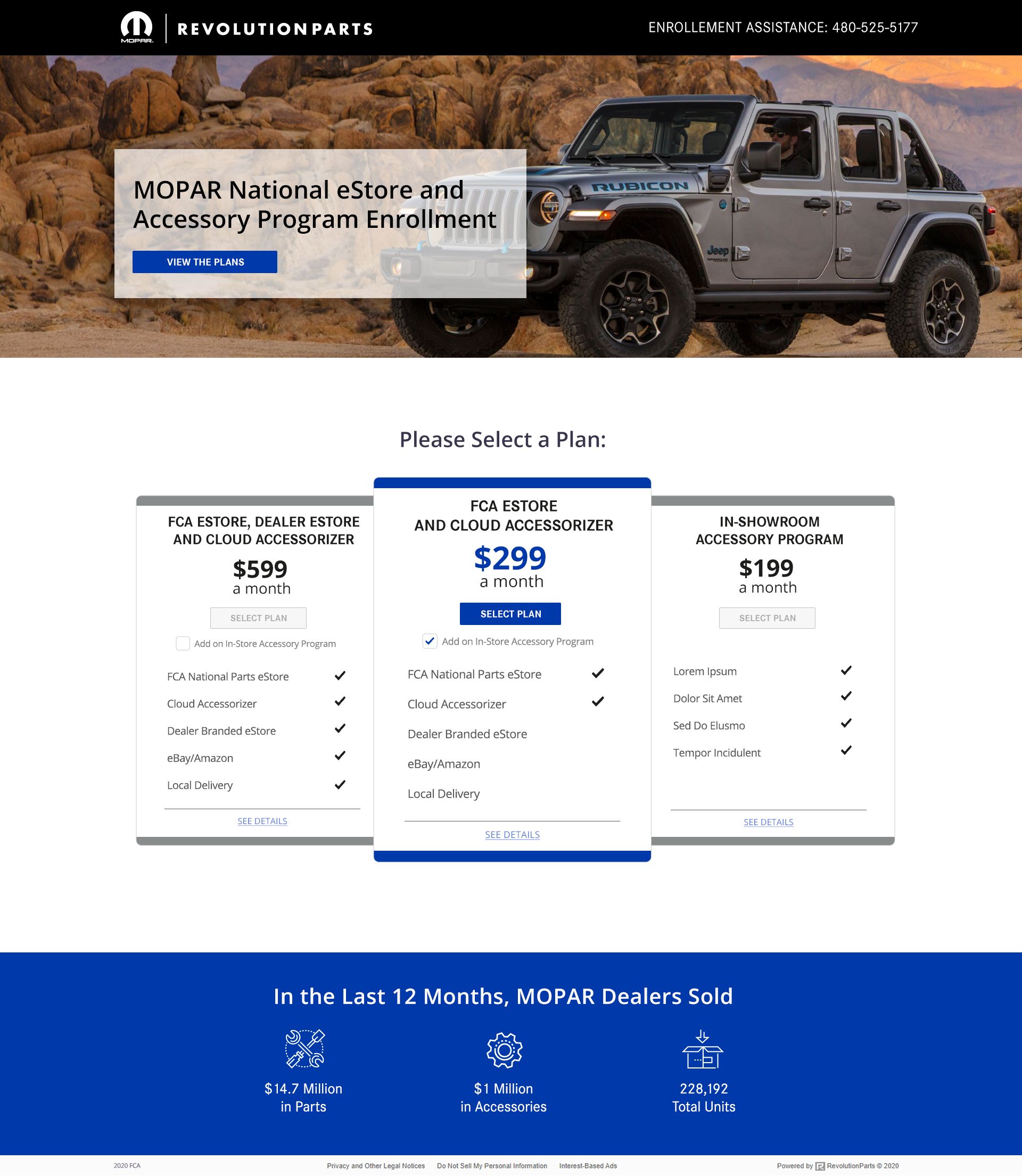 MOPAR National eStore program enrollment page