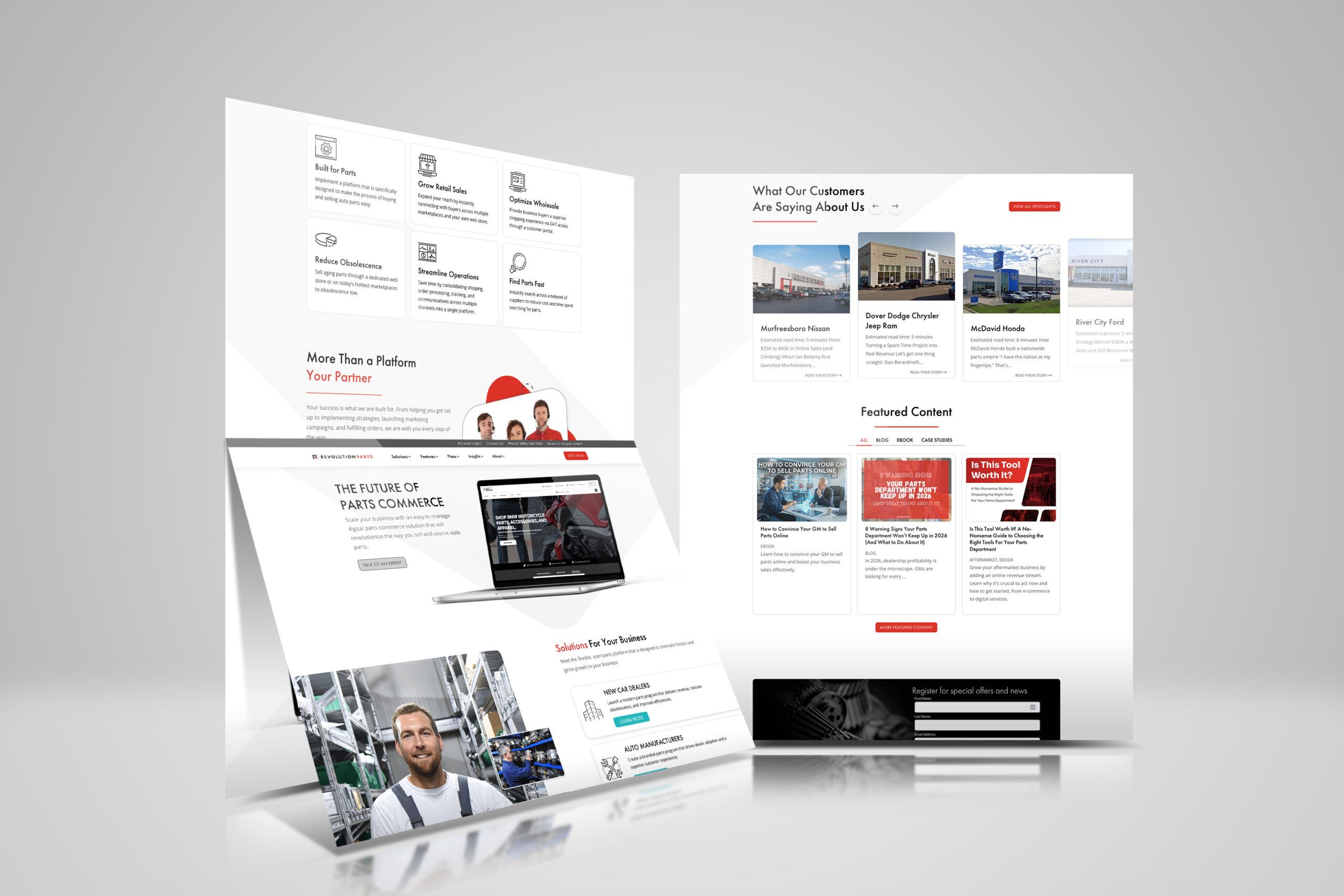 RevolutionParts website page spreads