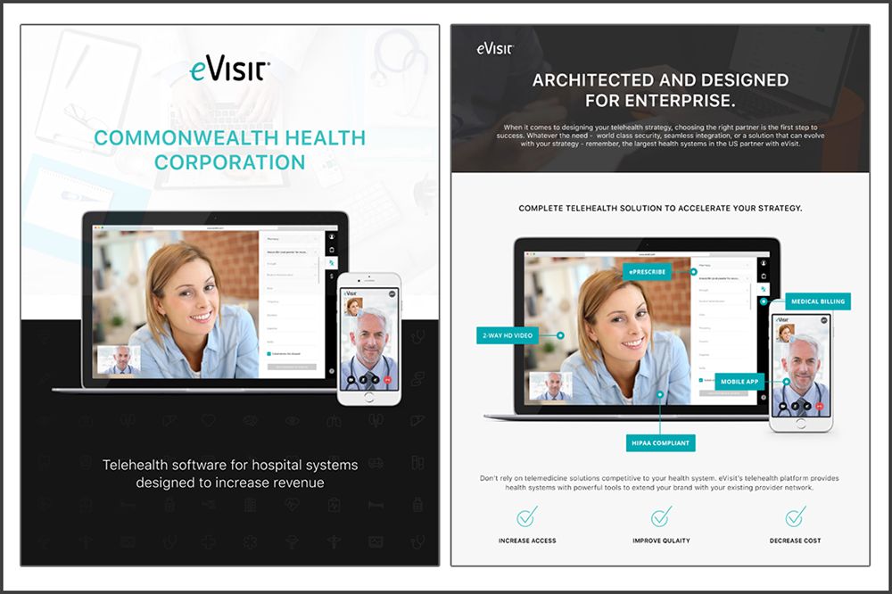 eVisit enterprise telehealth landing pages