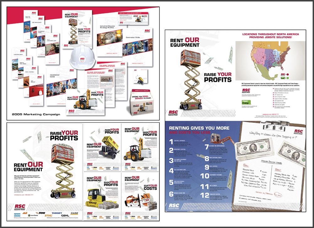 Equipment rental brochure spreads
