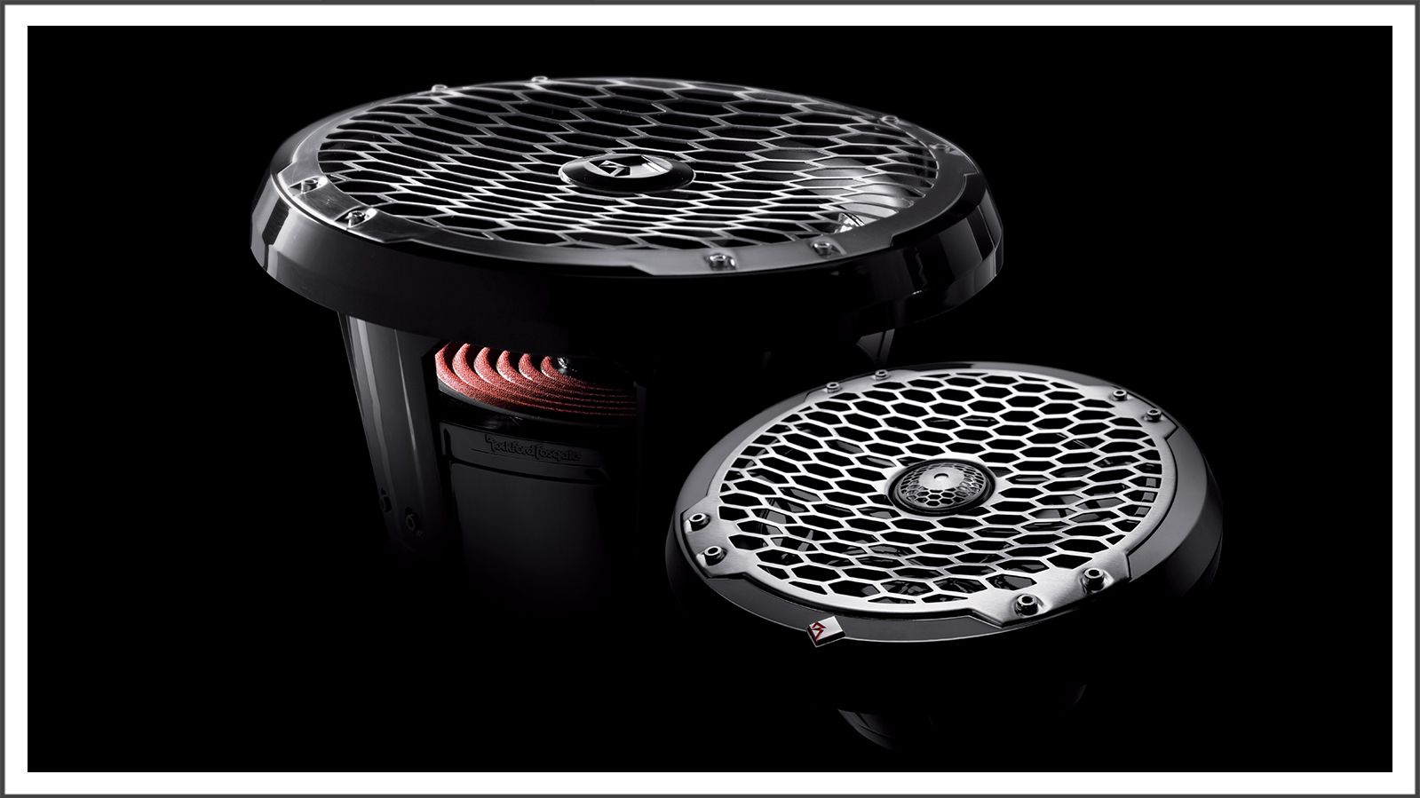 Marine speaker product photograph on black