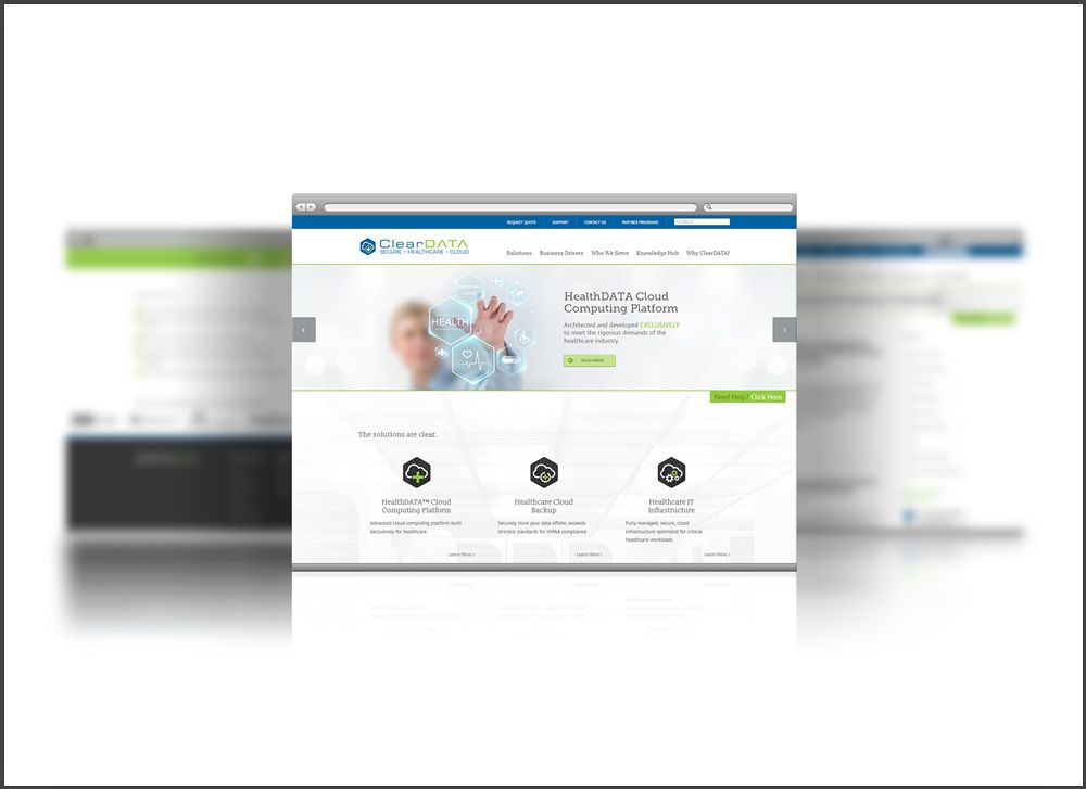 ClearDATA homepage on desktop and tablet