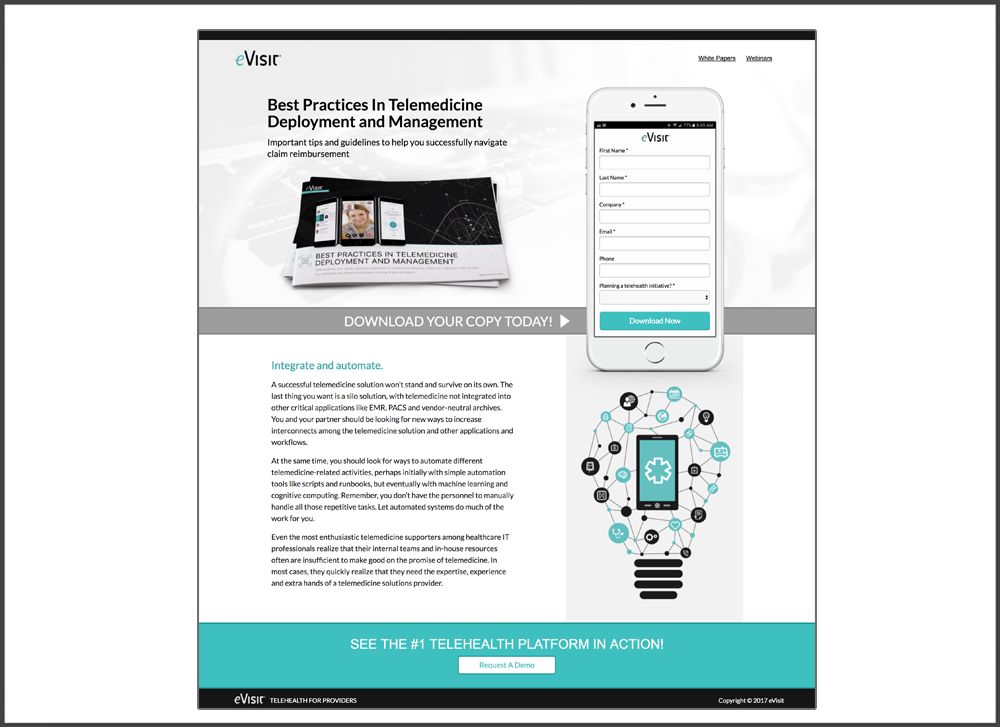 eVisit telemedicine best-practices landing page
