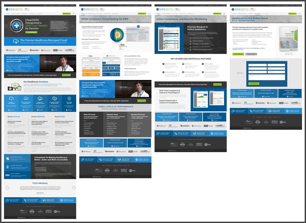 ClearDATA marketing website pages