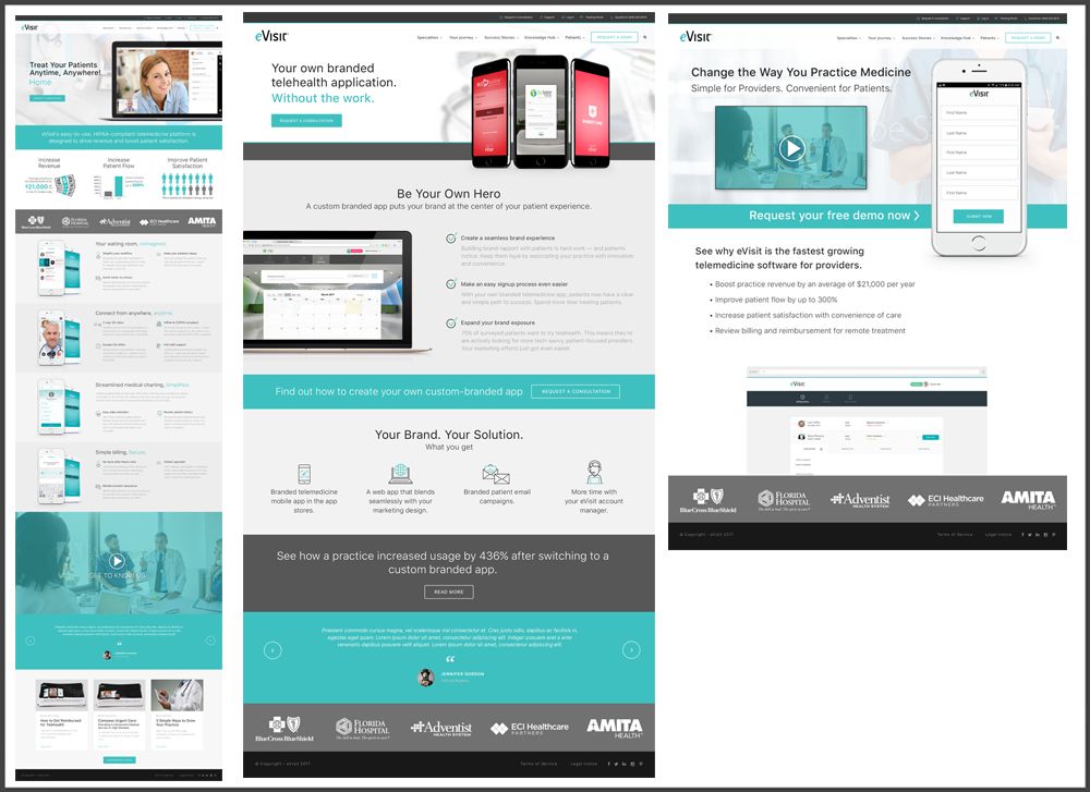 eVisit website page designs